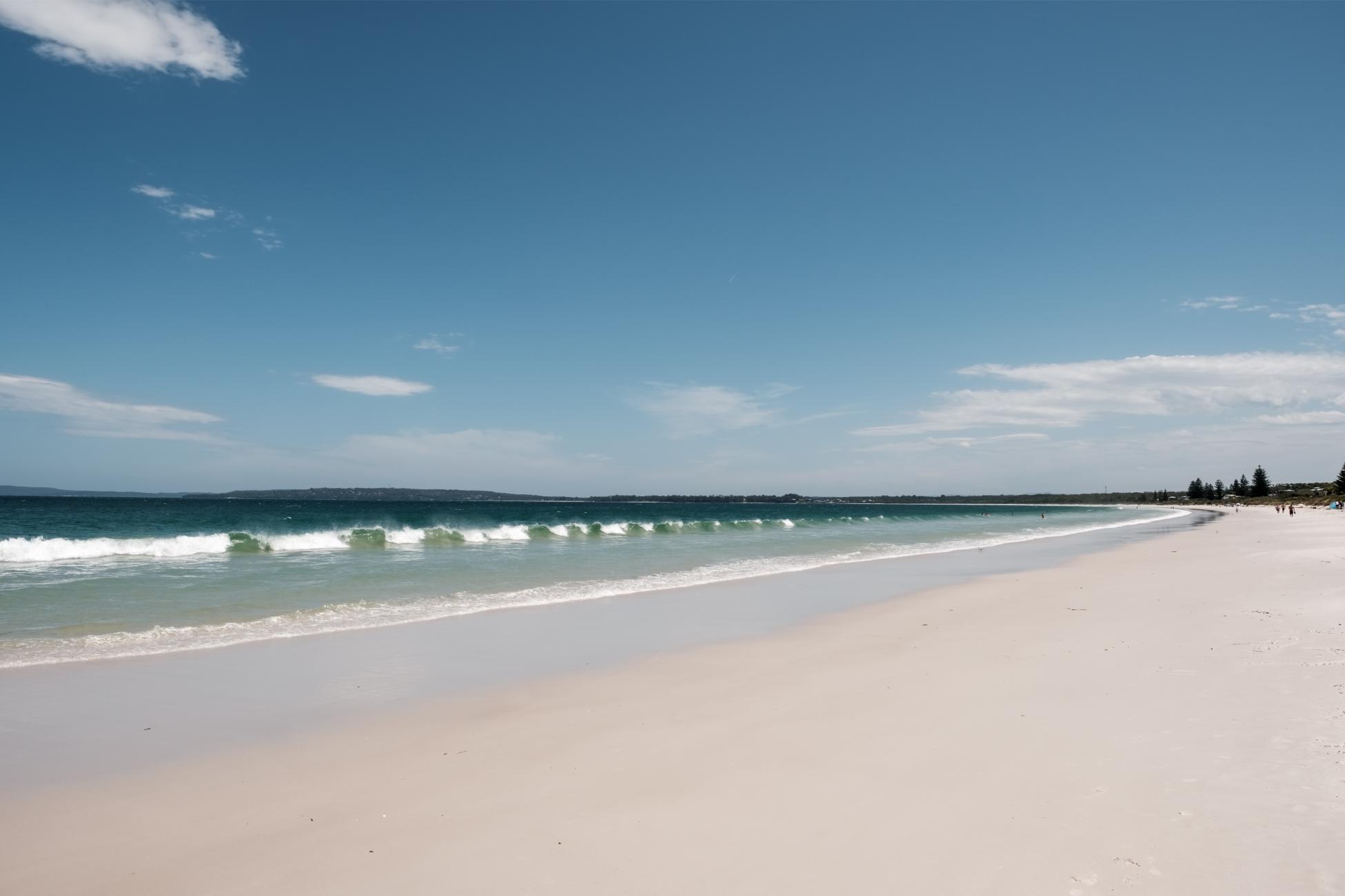 White sand beach and clear turquoise water at Callala Bay, Jervis Bay